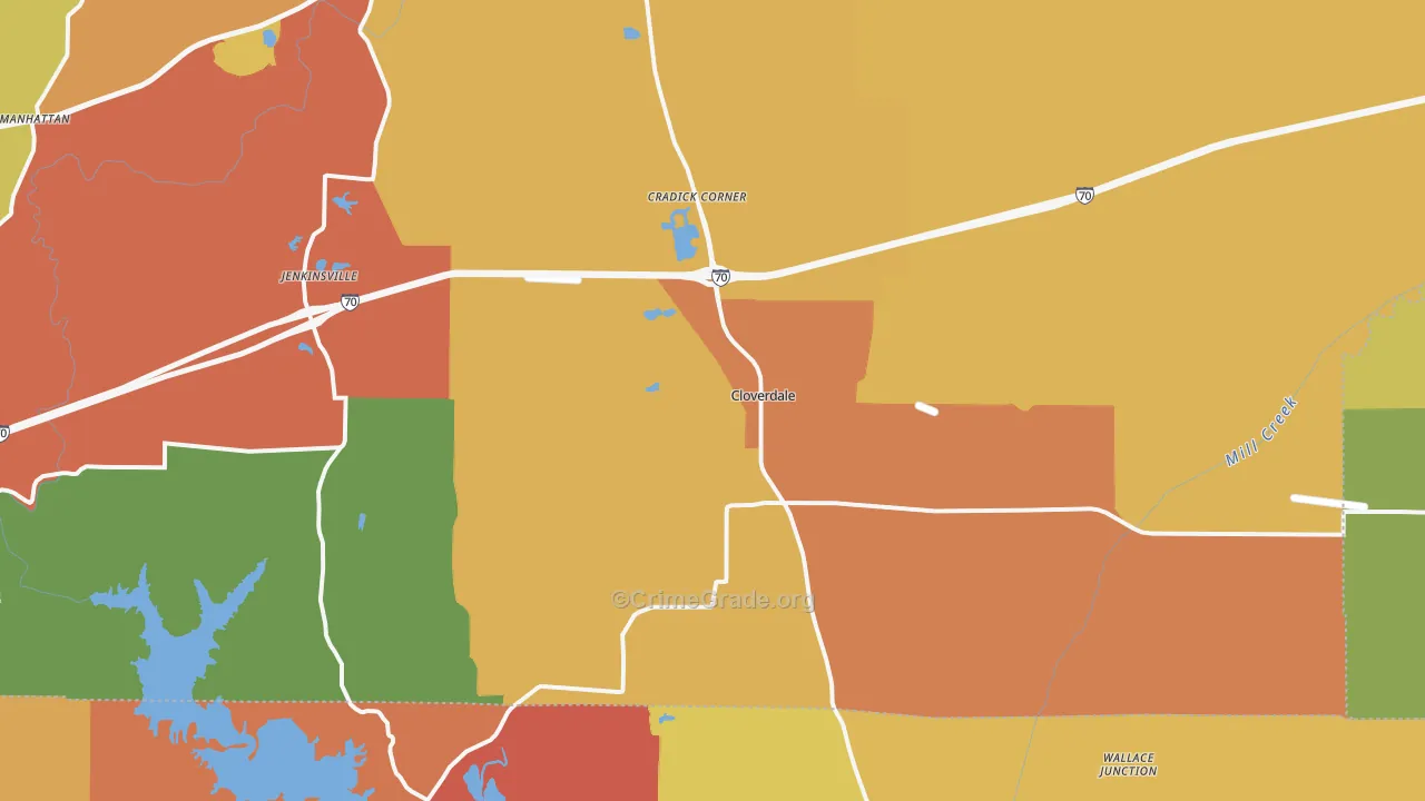 Cloverdale, IN Map of Arson Rates