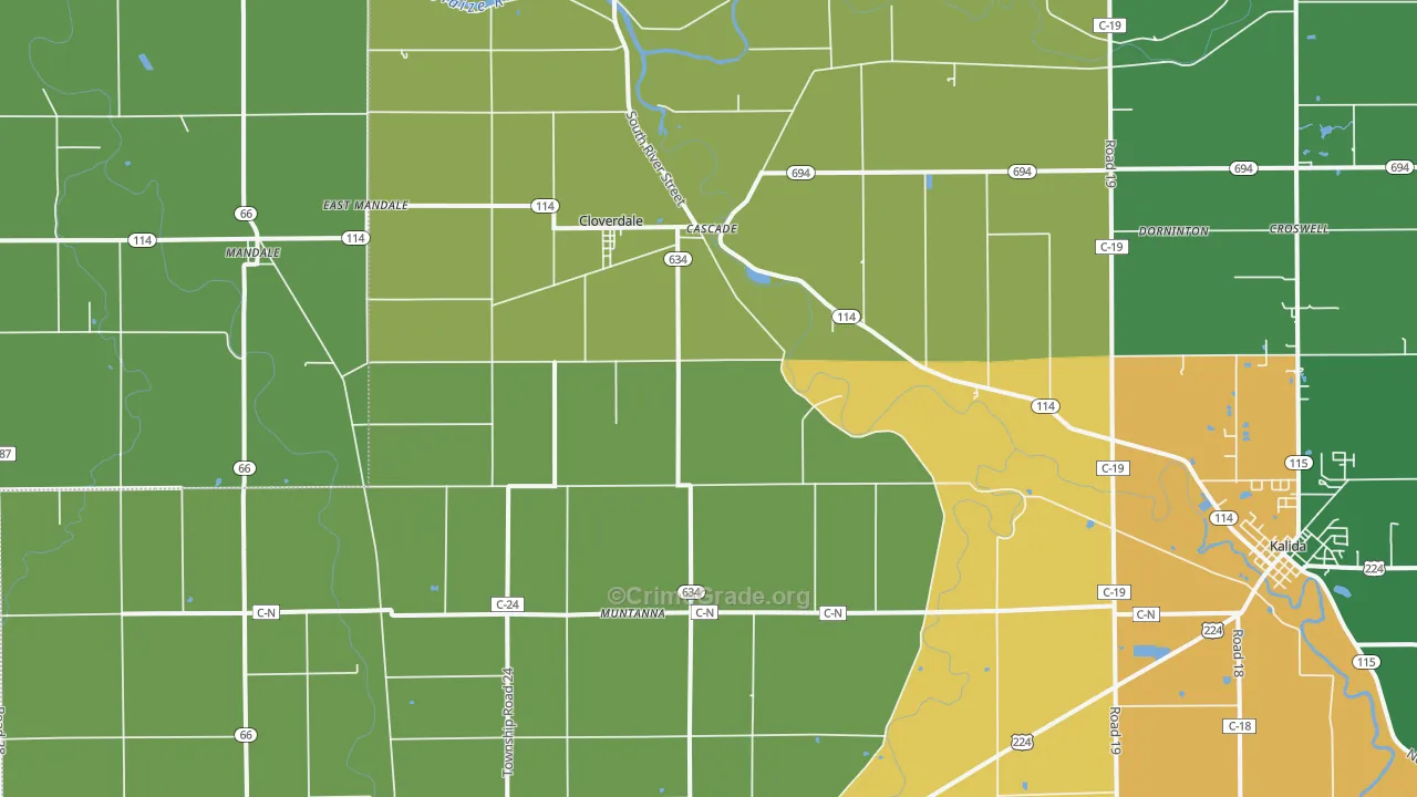 Cloverdale, OH Map of Arson Rates