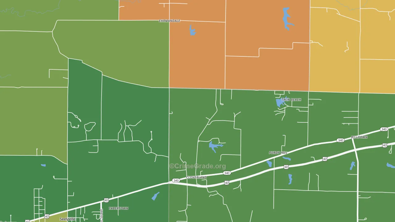 Cloverland, IN Map of Arson Rates