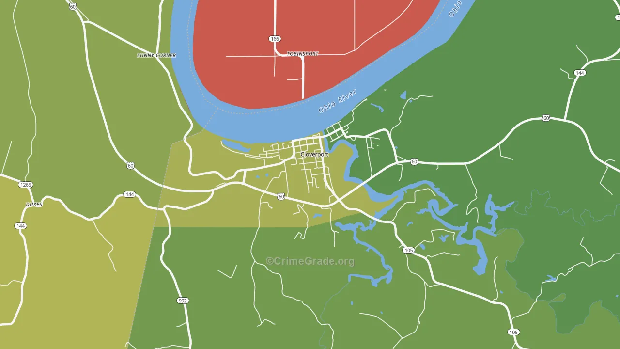 Cloverport, KY Map of Arson Rates