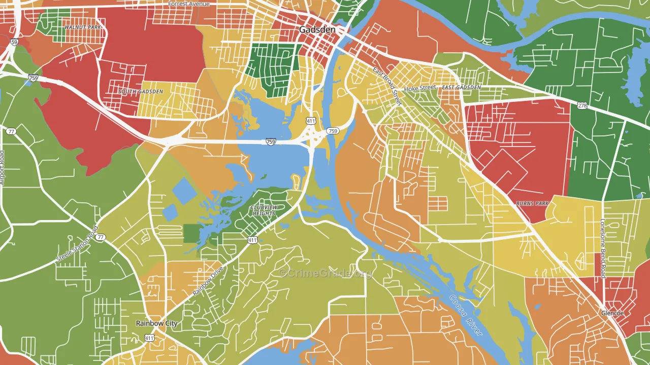 Clubview Heights, AL Map of Arson Rates
