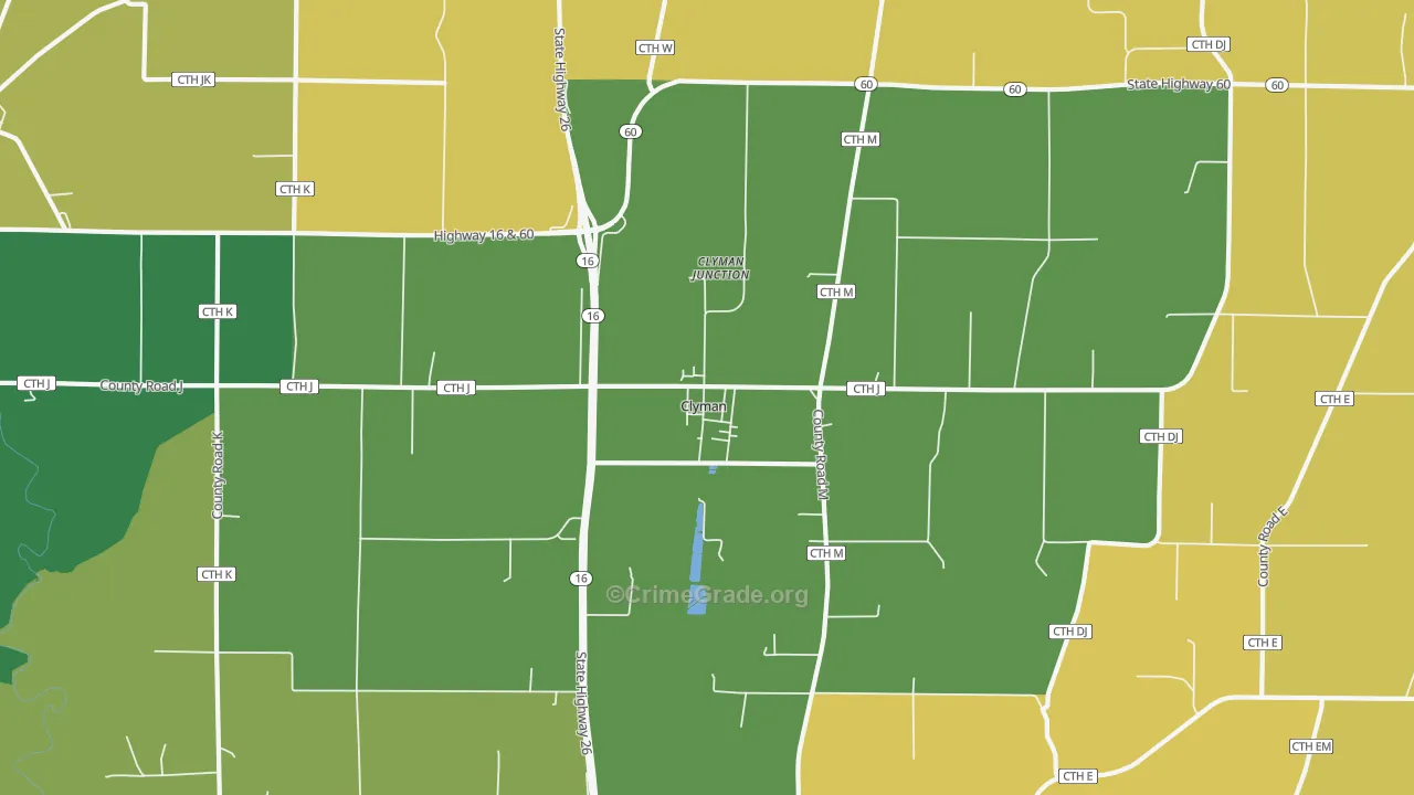 Clyman, WI Map of Arson Rates