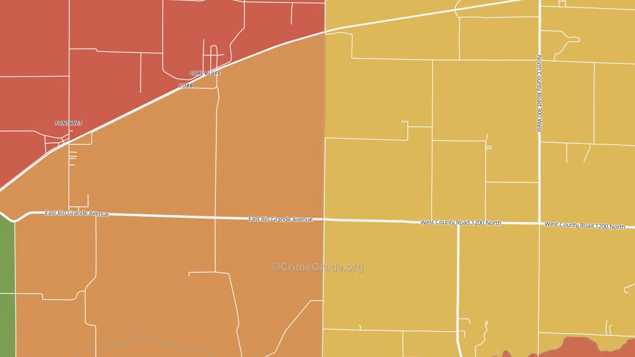 Coal Bluff, IN Map of Arson Rates