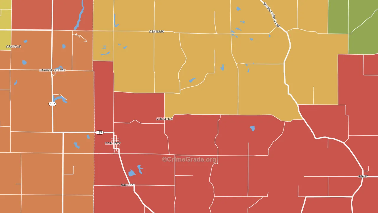 Coal City, IN Map of Arson Rates