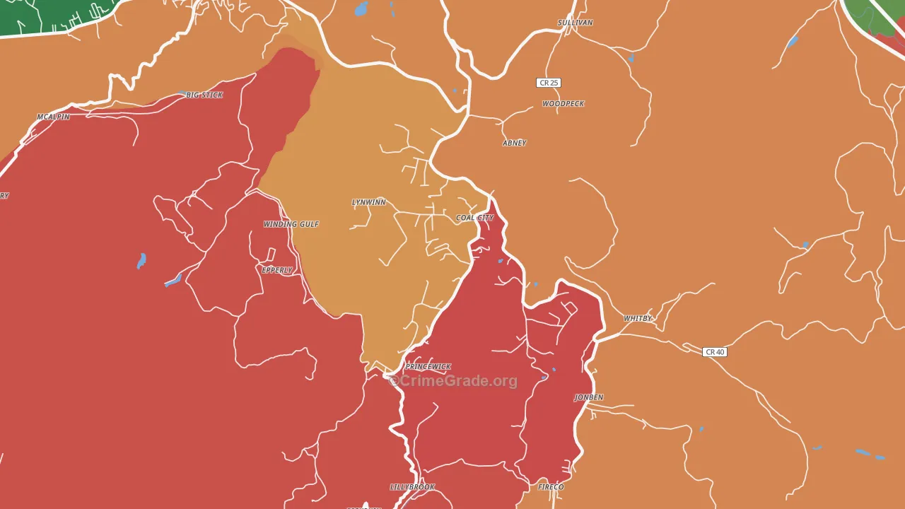 Coal City, WV Map of Arson Rates