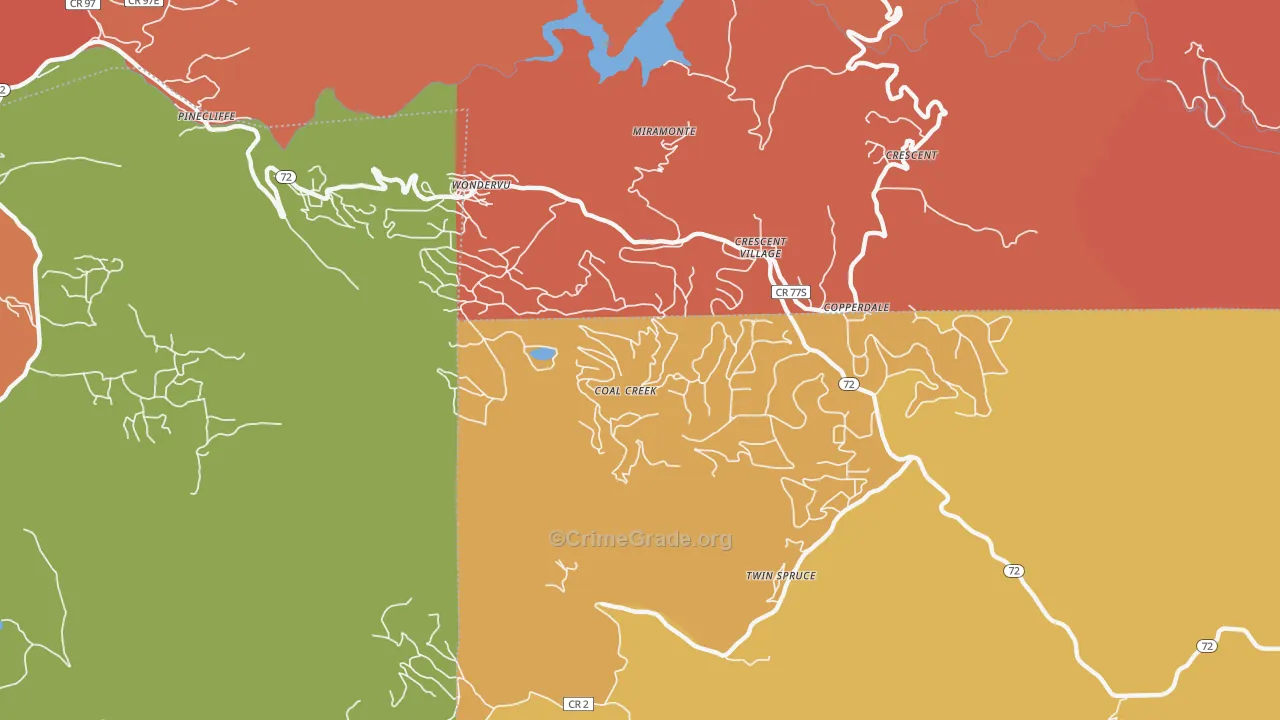 Coal Creek, CO Map of Arson Rates