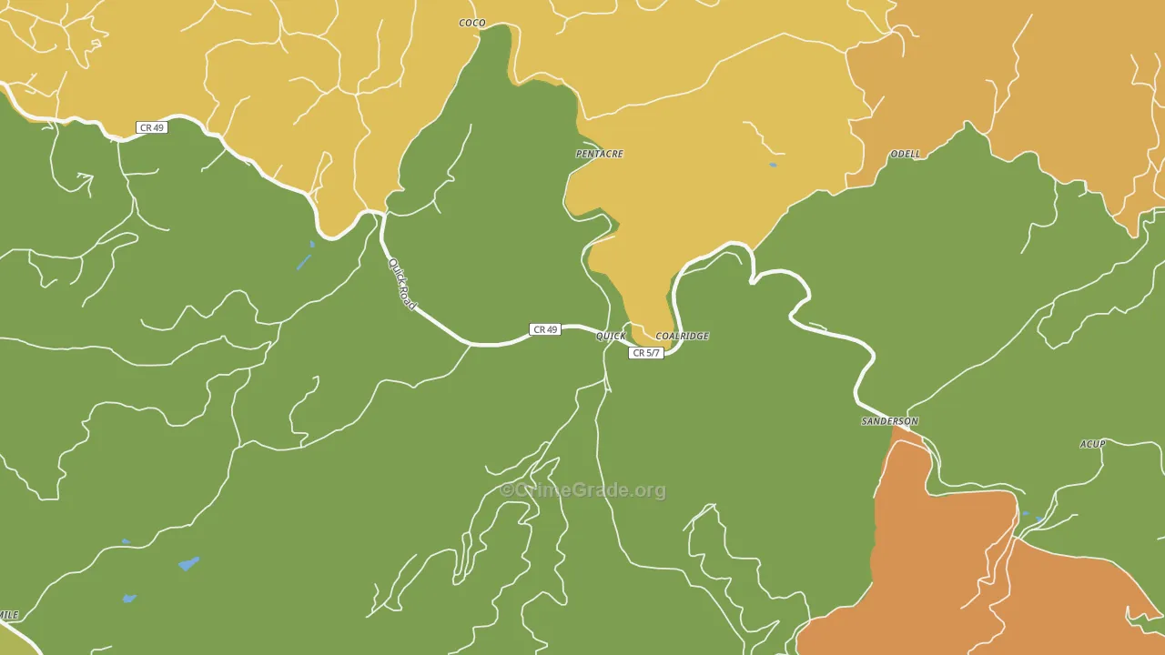 Coalridge, WV Map of Arson Rates