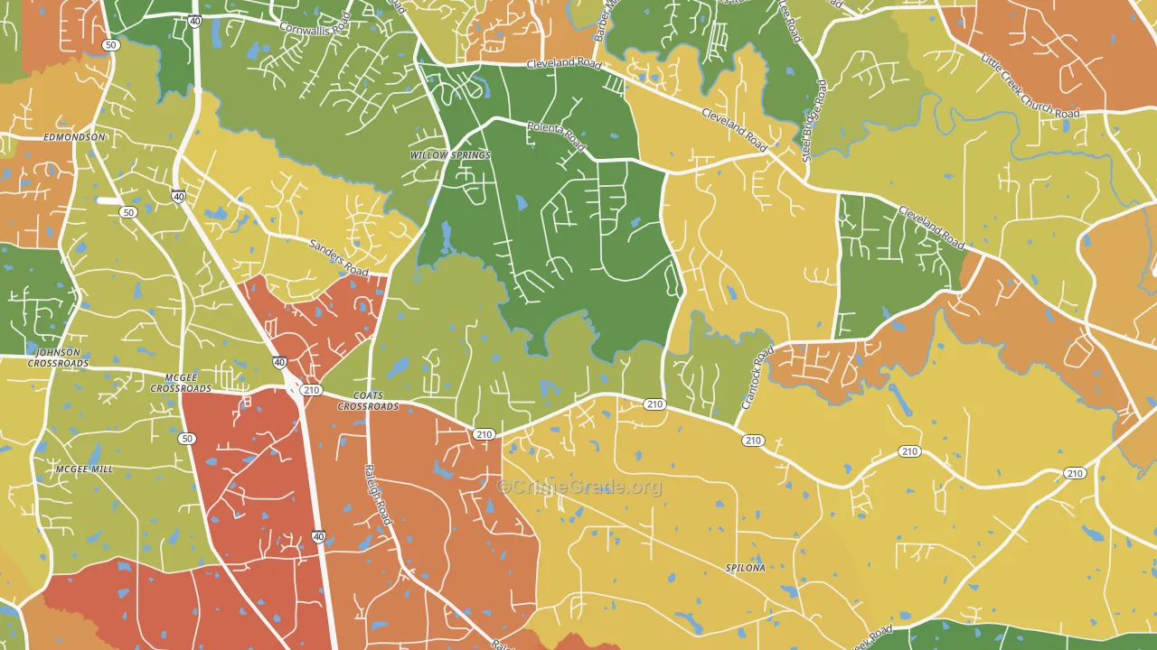 Coats Crossroads, NC Map of Arson Rates