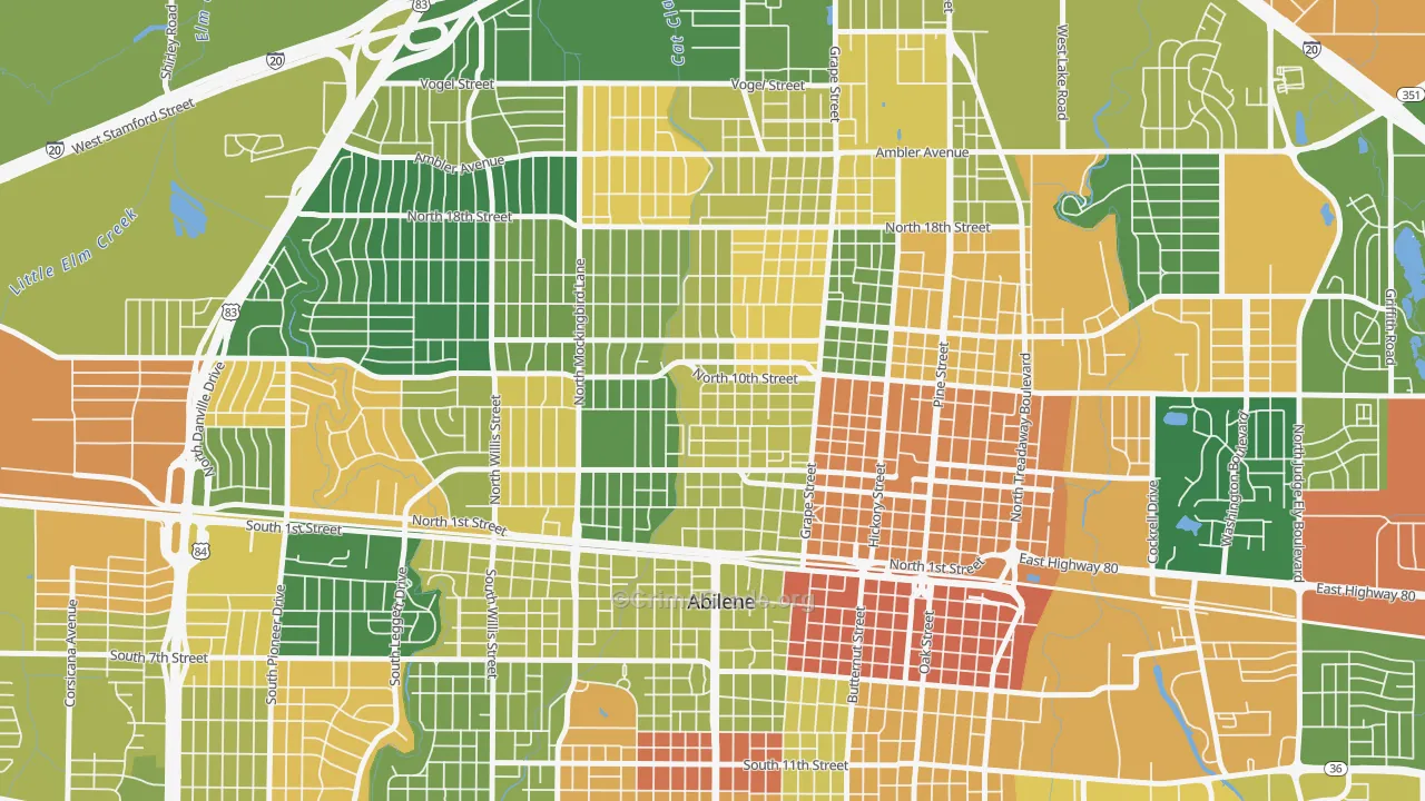 Cobb Park Area, Abilene, TX Map of Arson Rates