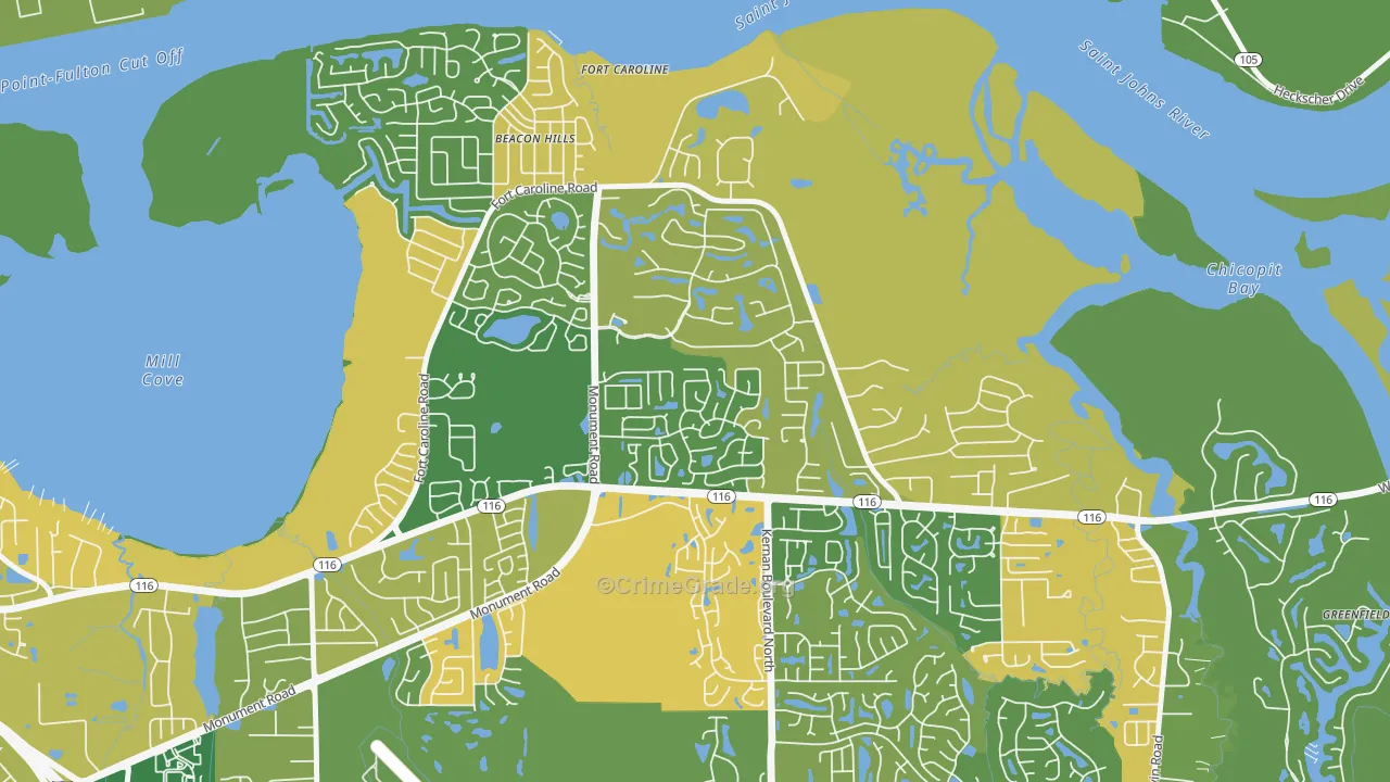 Cobblestone, Jacksonville, FL Map of Arson Rates
