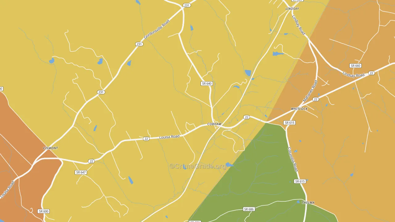 Cobham, VA Map of Arson Rates