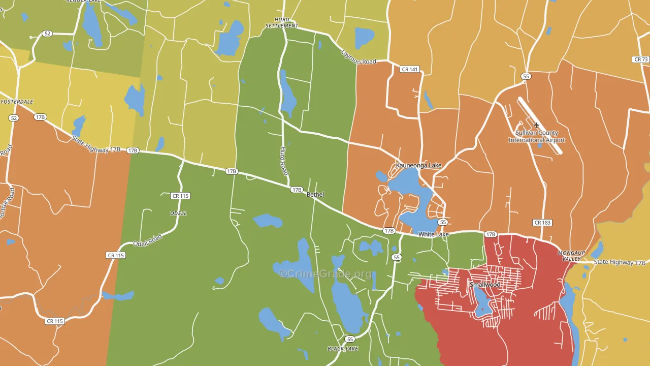Cochecton Center, NY Map of Arson Rates