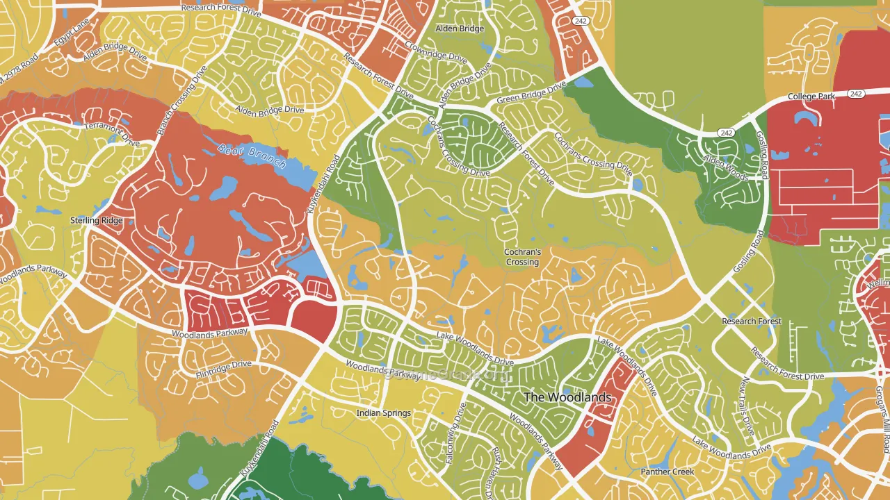 Cochran's Crossing, The Woodlands, TX Map of Arson Rates