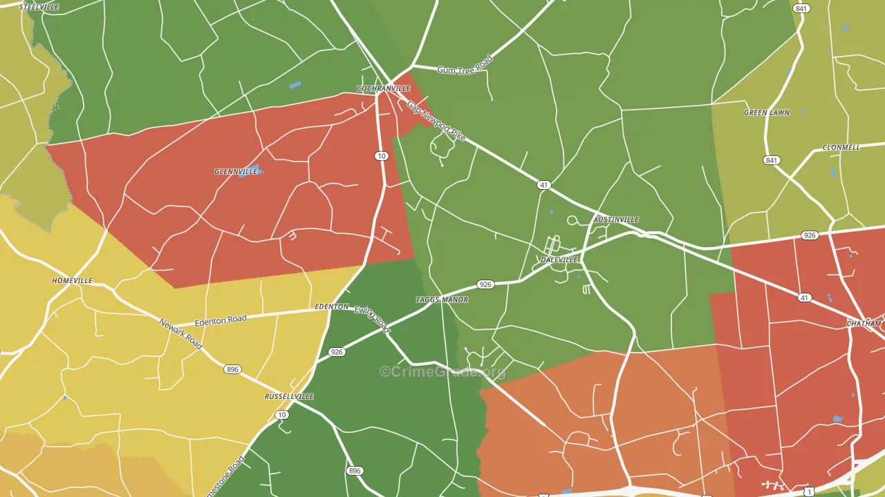 Cochranville, PA Map of Arson Rates
