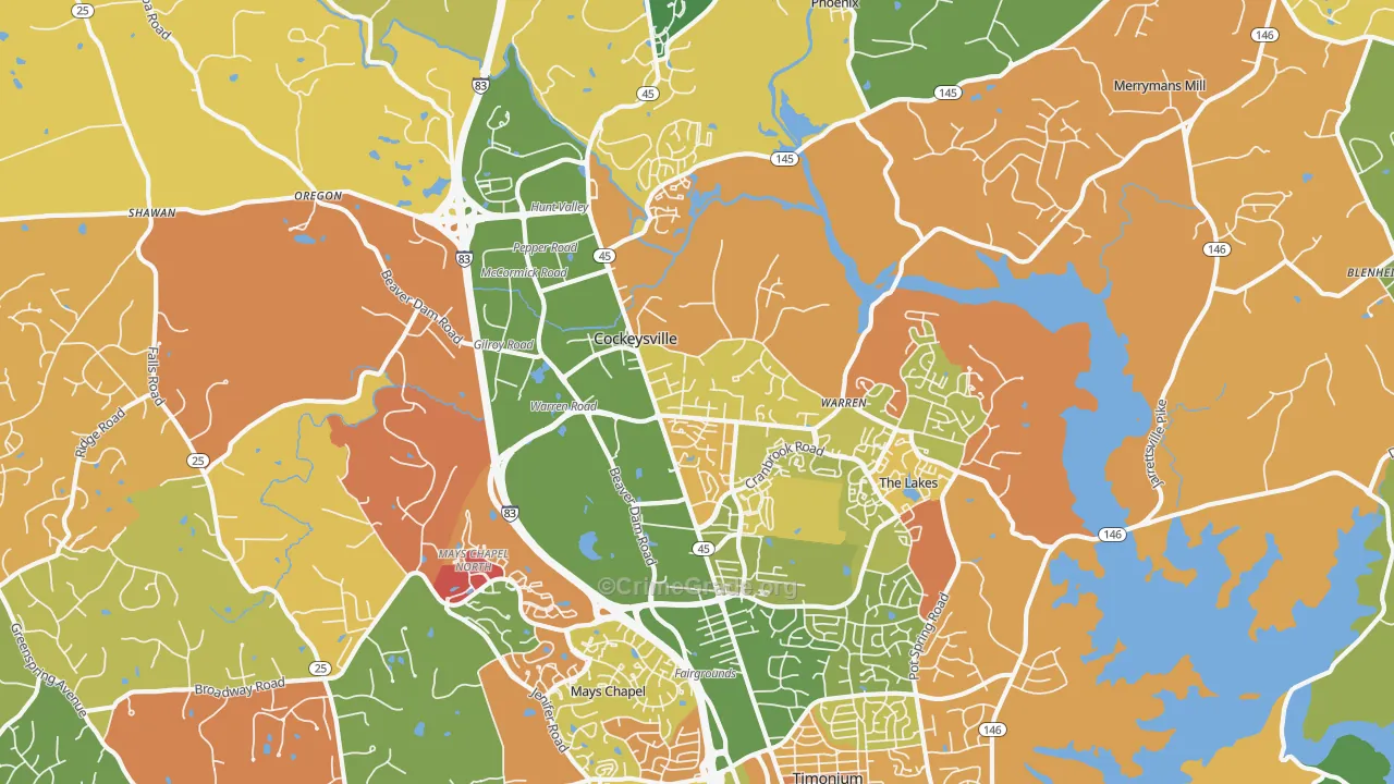 Cockeysville, MD Map of Arson Rates