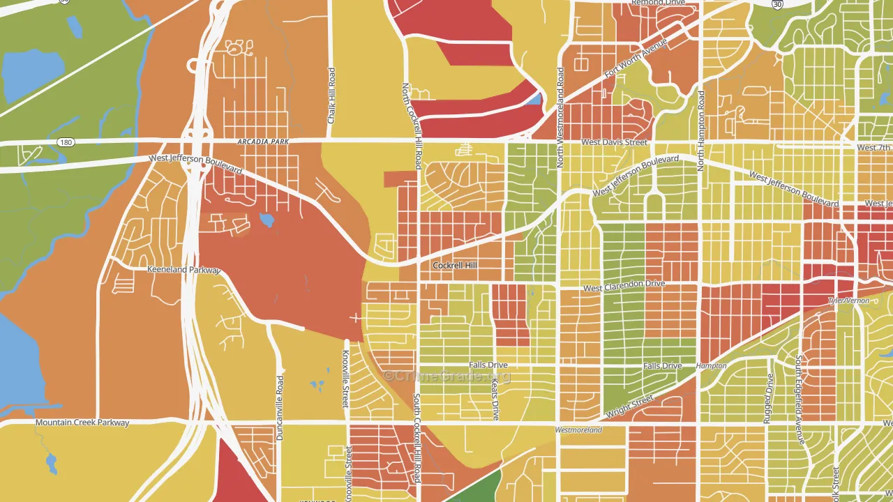 Cockrell Hill, TX Map of Arson Rates