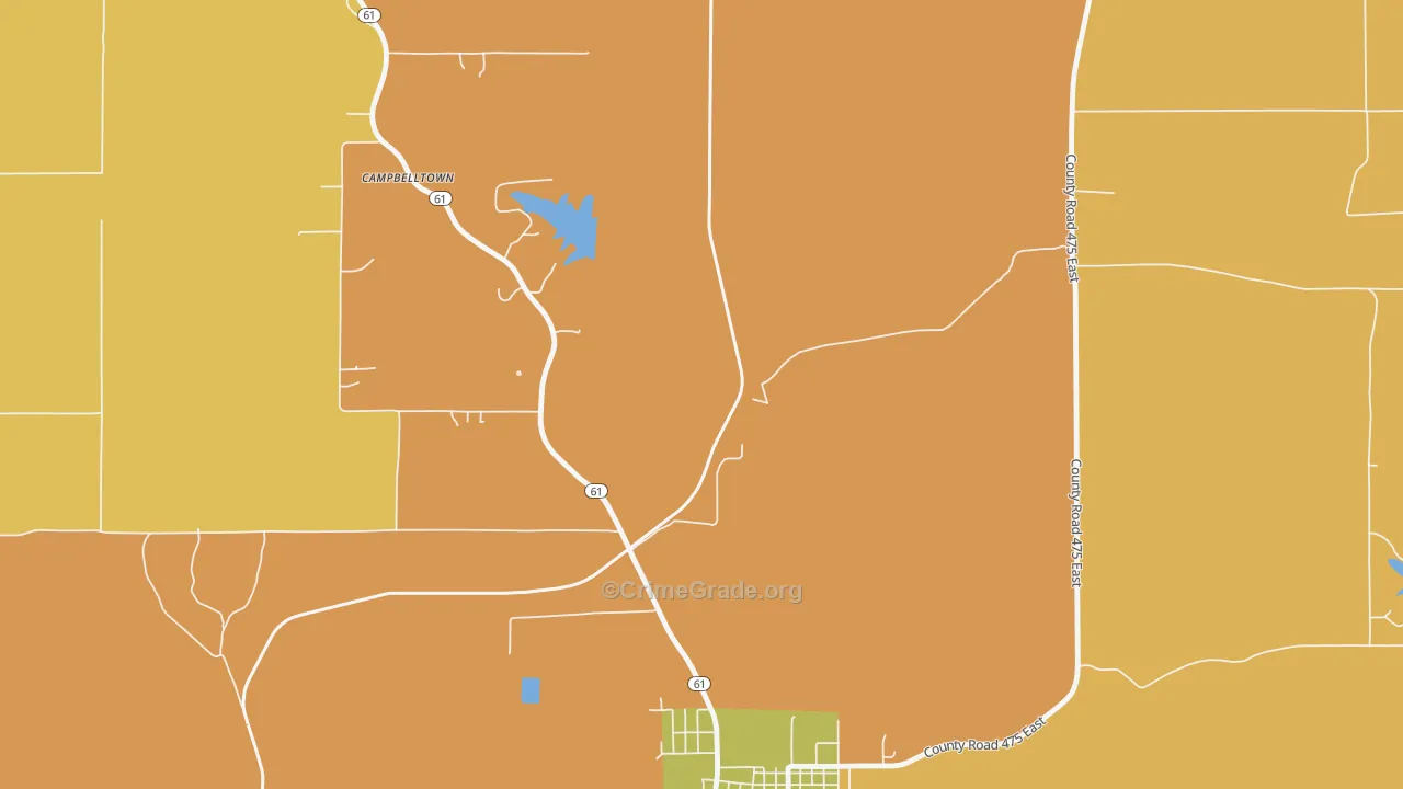 Coe, IN Map of Arson Rates