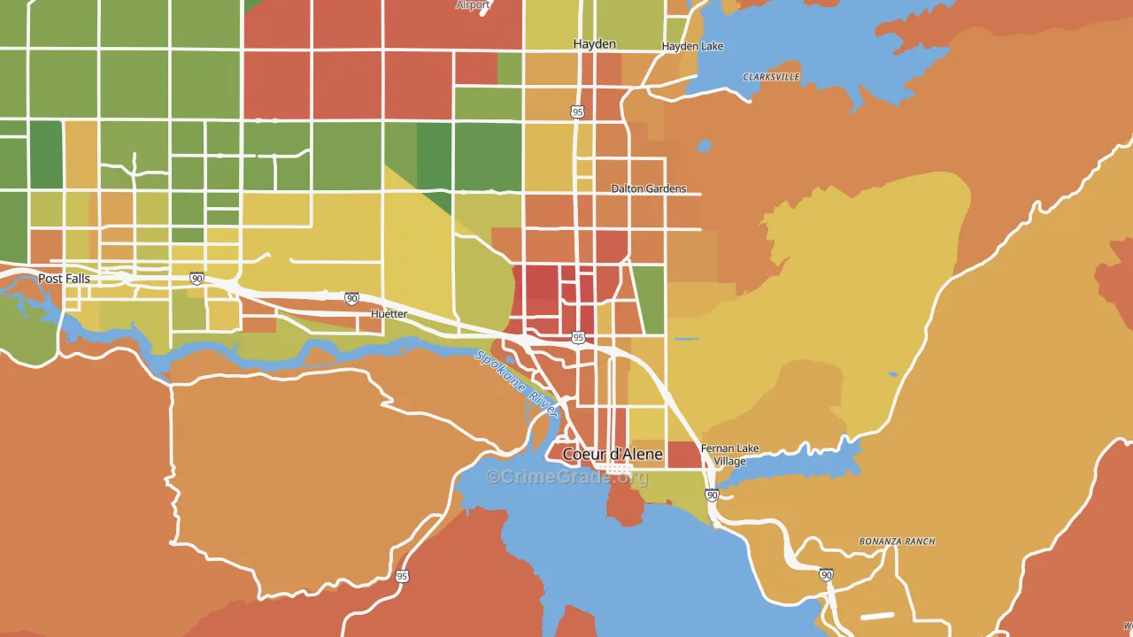 Coeur d'Alene, ID Map of Arson Rates