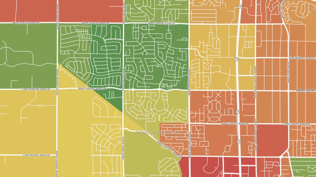 Coeur D'Alene Place, Coeur d'Alene, ID Map of Arson Rates