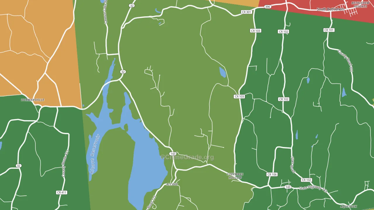 Coeymans Hollow, NY Map of Arson Rates