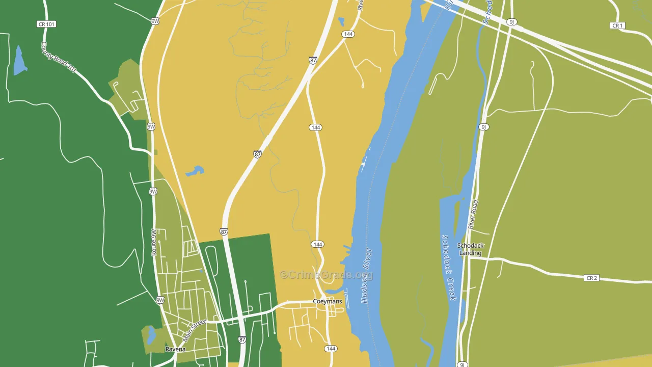 Coeymans, NY Map of Arson Rates