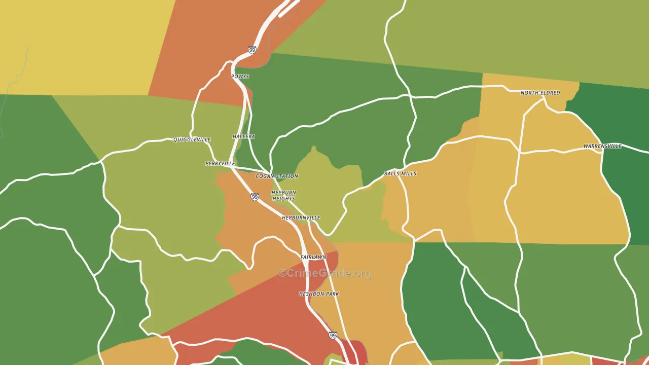 Cogan Station, PA Map of Arson Rates