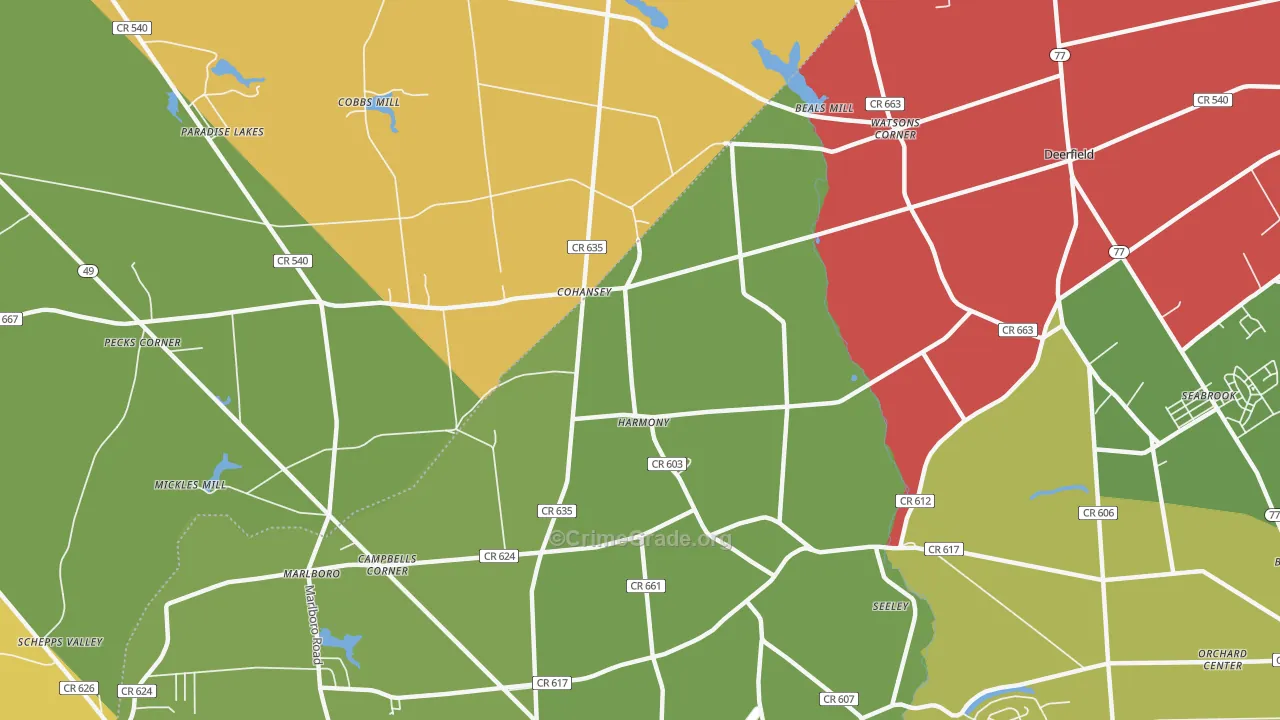 Cohansey, NJ Map of Arson Rates