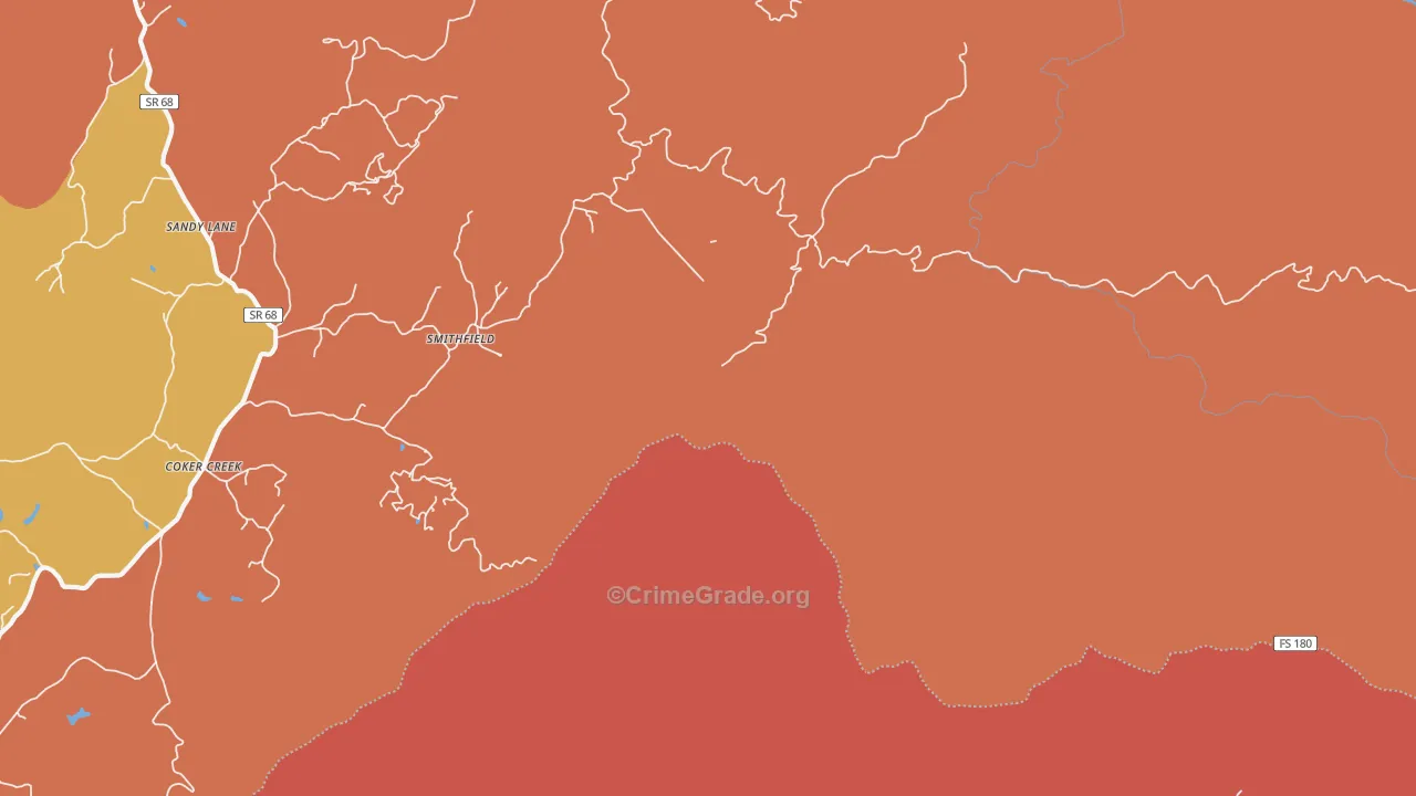 Cokercreek, TN Map of Arson Rates