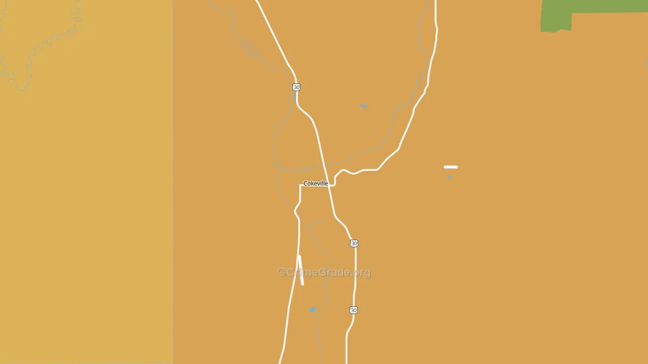 Cokeville, WY Map of Arson Rates
