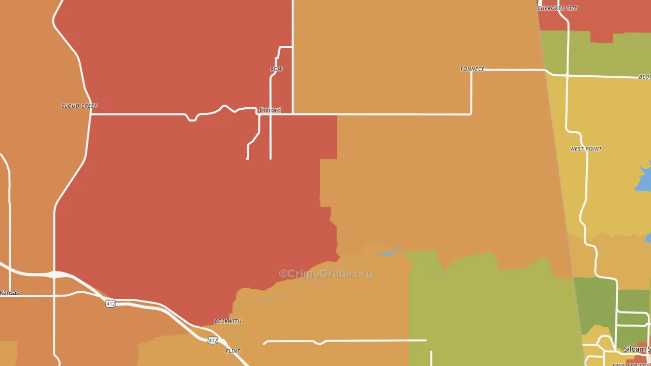 Colcord, OK Map of Arson Rates