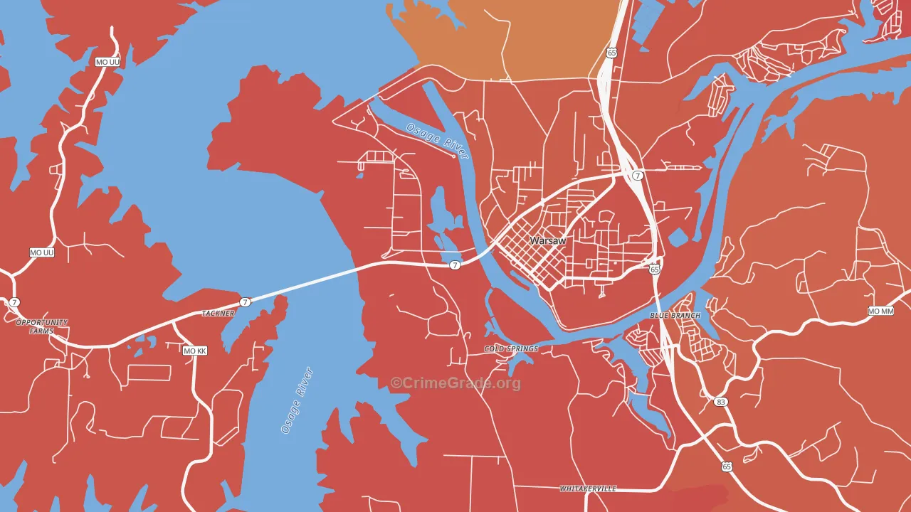 Cold Springs, MO Map of Arson Rates