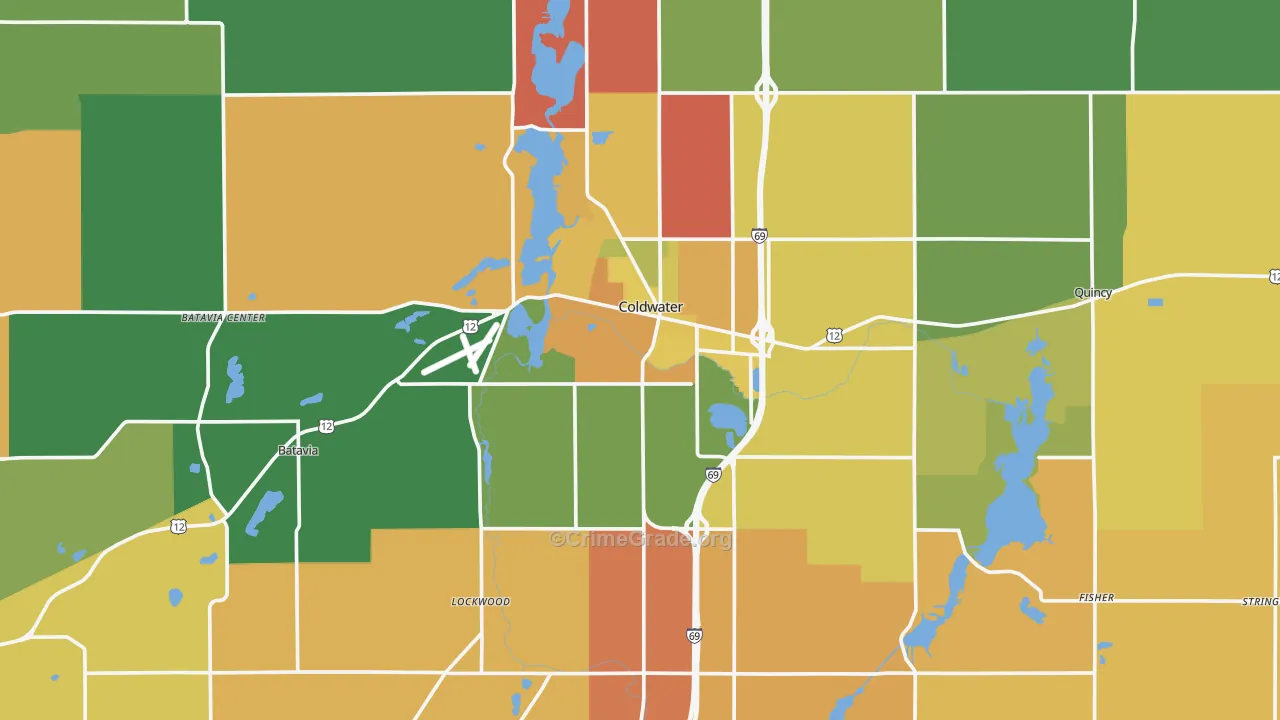 Coldwater, MI Map of Arson Rates