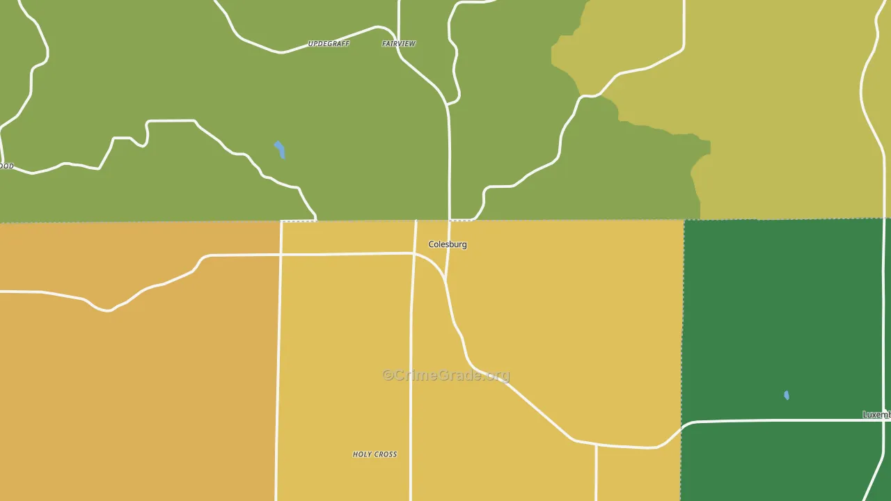 Colesburg, IA Map of Arson Rates