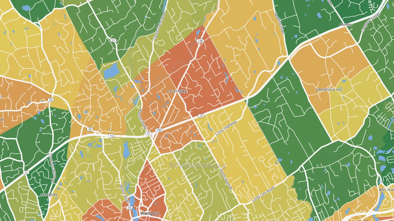 Coleytown, Westport, CT Map of Arson Rates
