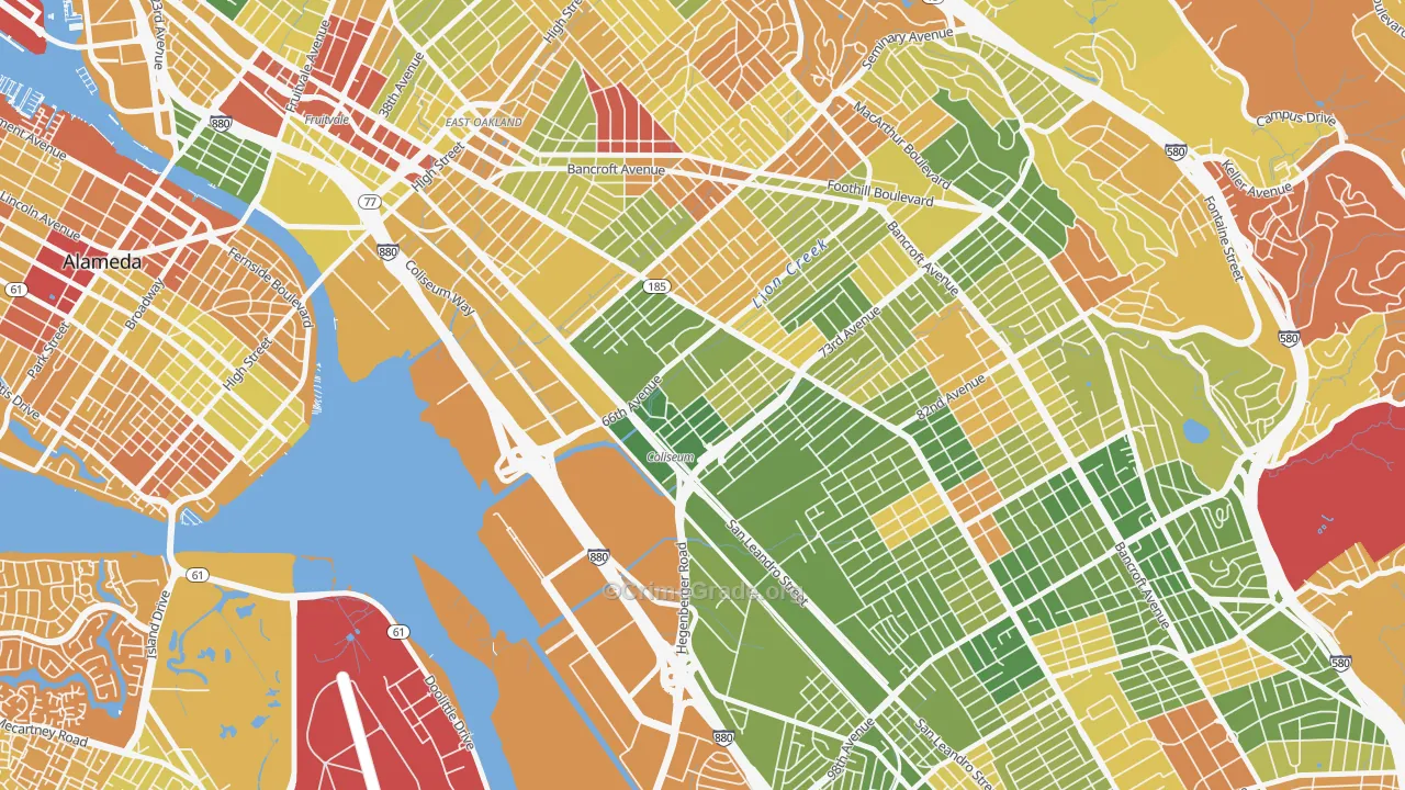 Coliseum, Oakland, CA Map of Arson Rates