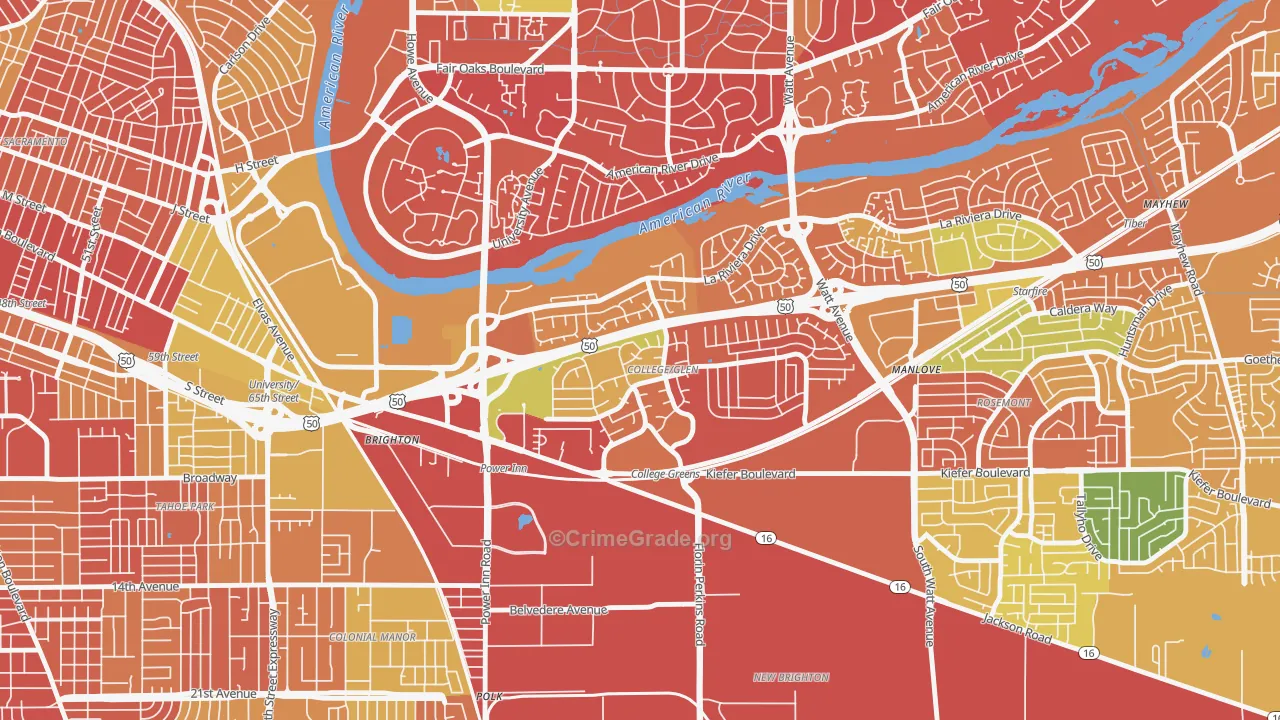 College Glen, Sacramento, CA Map of Arson Rates