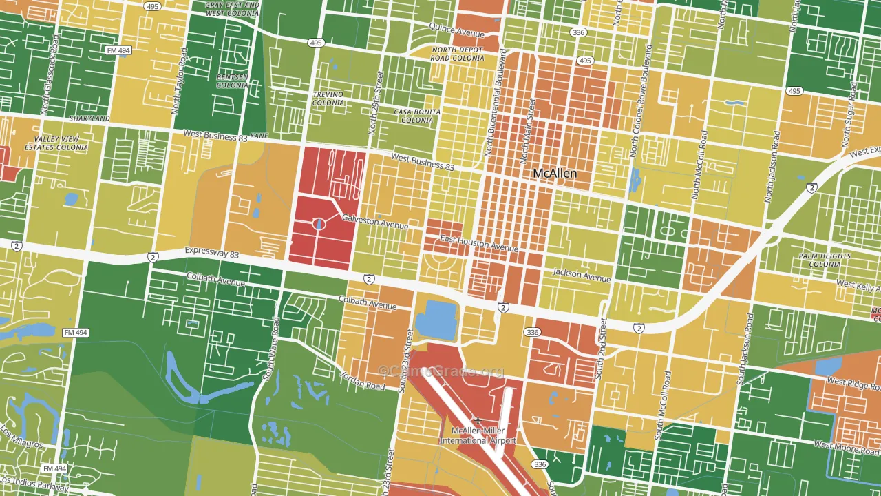 College Heights, McAllen, TX Map of Arson Rates