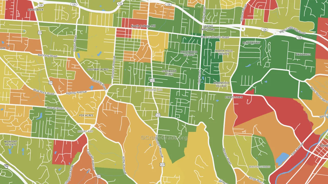 College Hill, Cincinnati, OH Map of Arson Rates