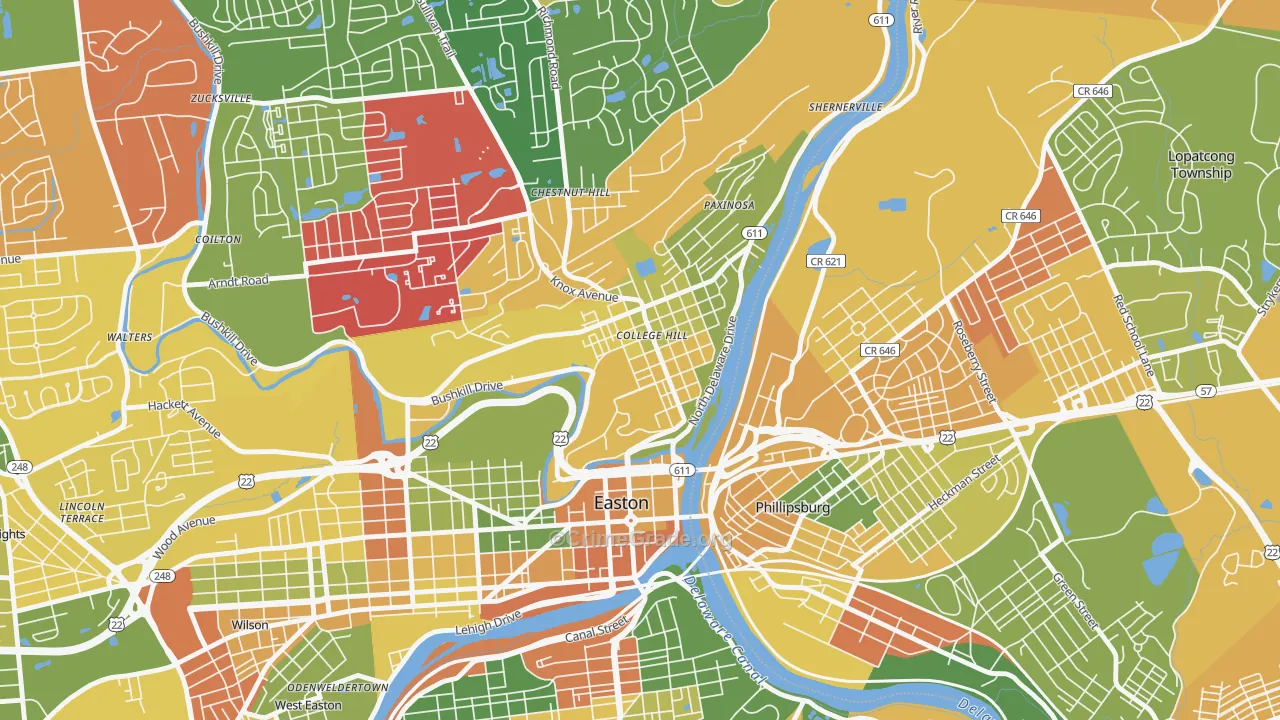 College Hill, Easton, PA Map of Arson Rates