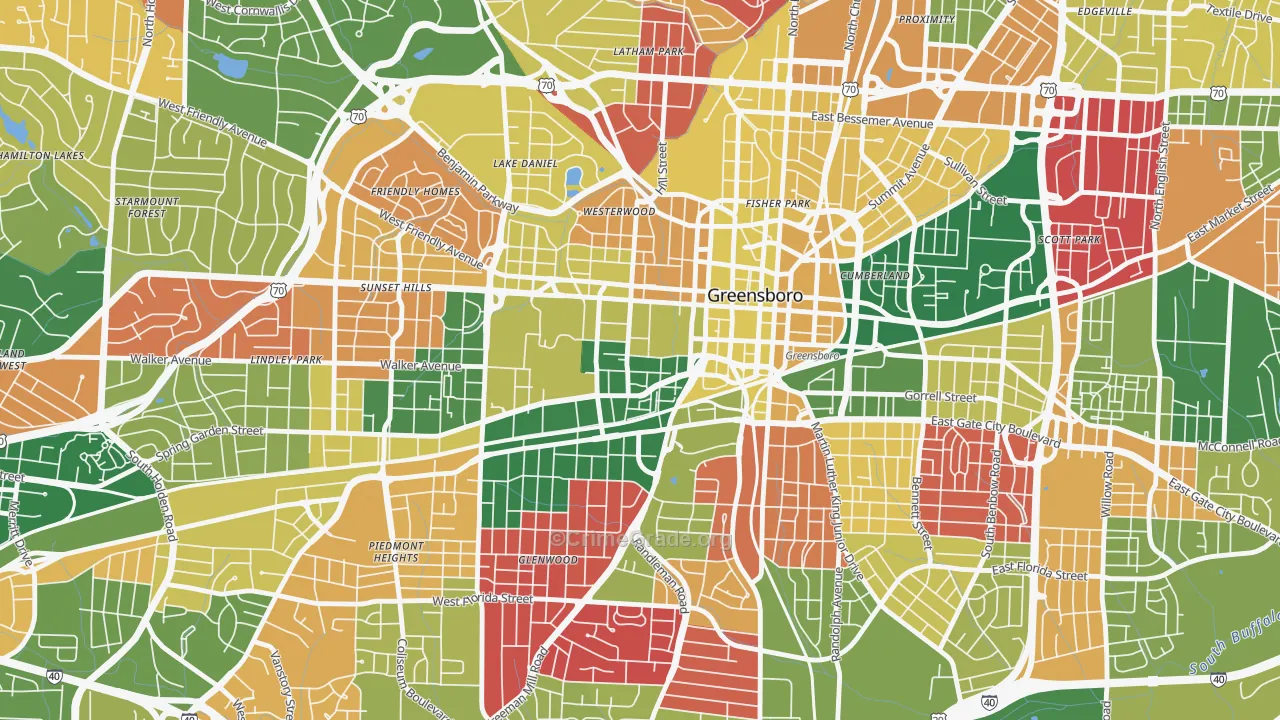 College Hill, Greensboro, NC Map of Arson Rates