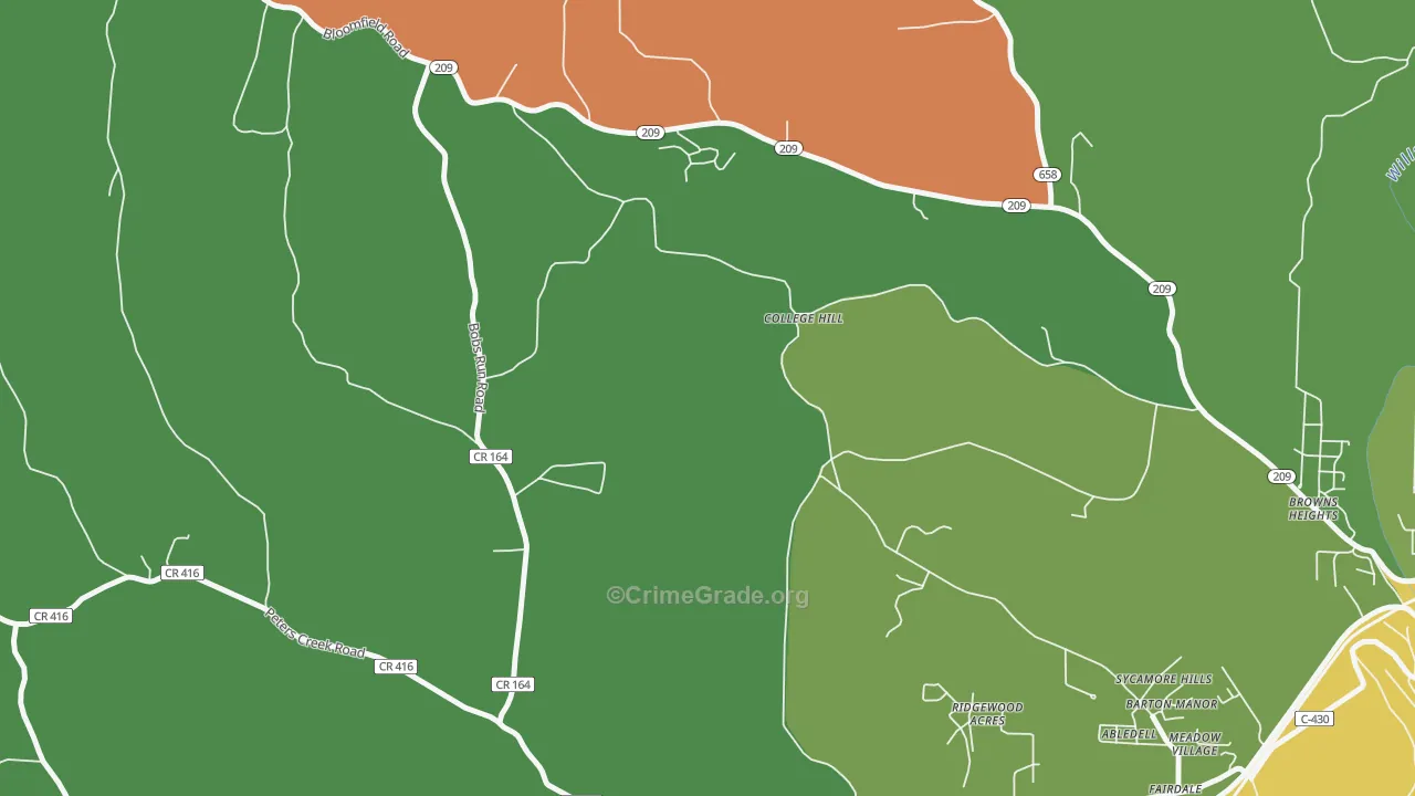 College Hill, OH Map of Arson Rates