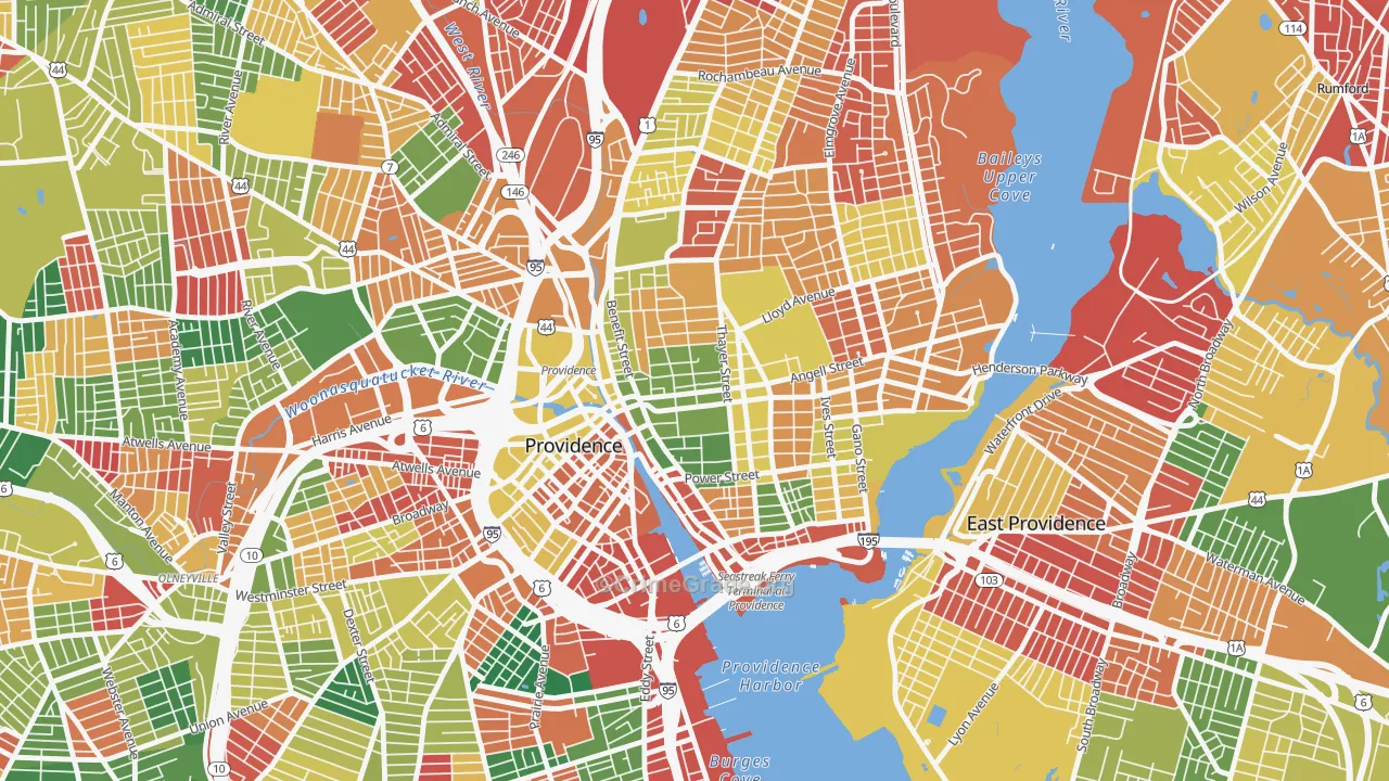 College Hill, Providence, RI Map of Arson Rates