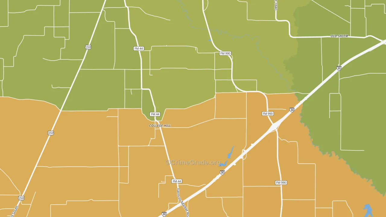 College Hill, TX Map of Arson Rates