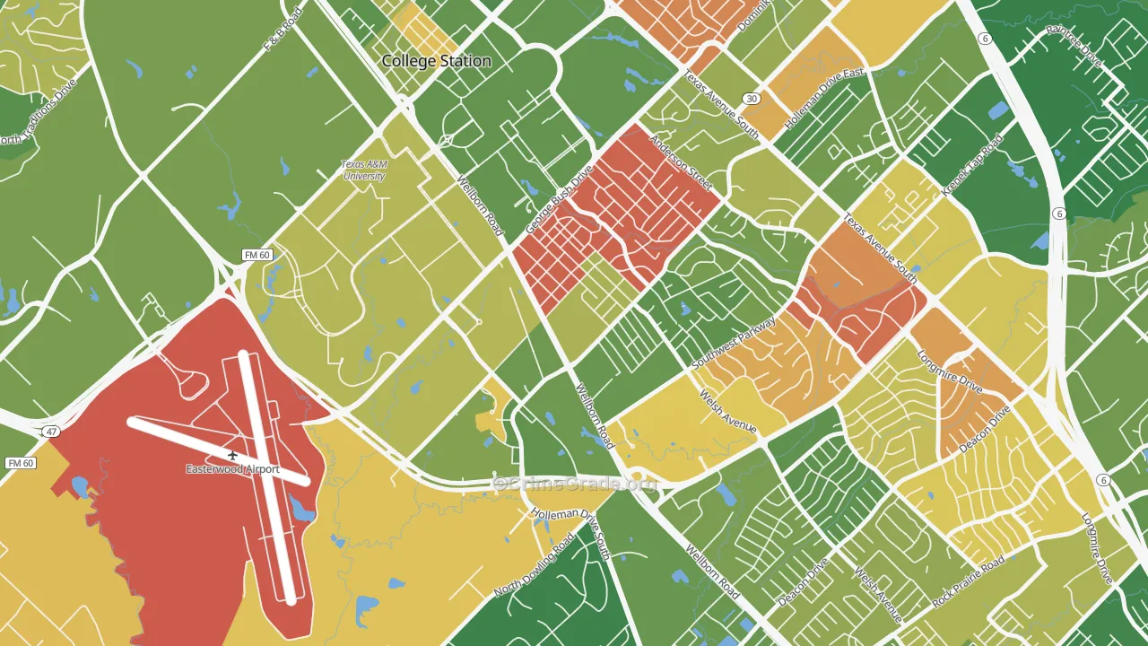 College Park, College Station, TX Map of Arson Rates