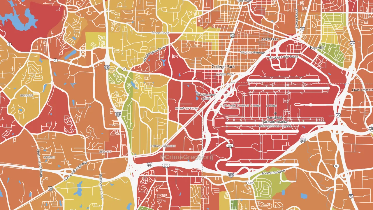 College Park, GA Map of Arson Rates