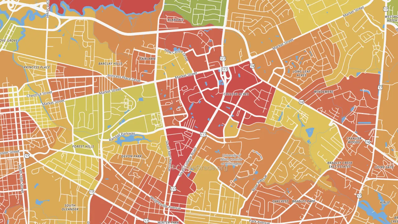 College Park, Wilmington, NC Map of Arson Rates