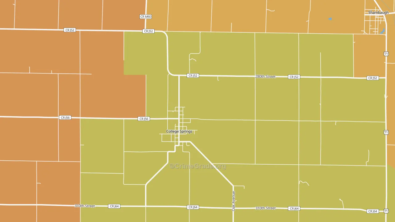 College Springs, IA Map of Arson Rates