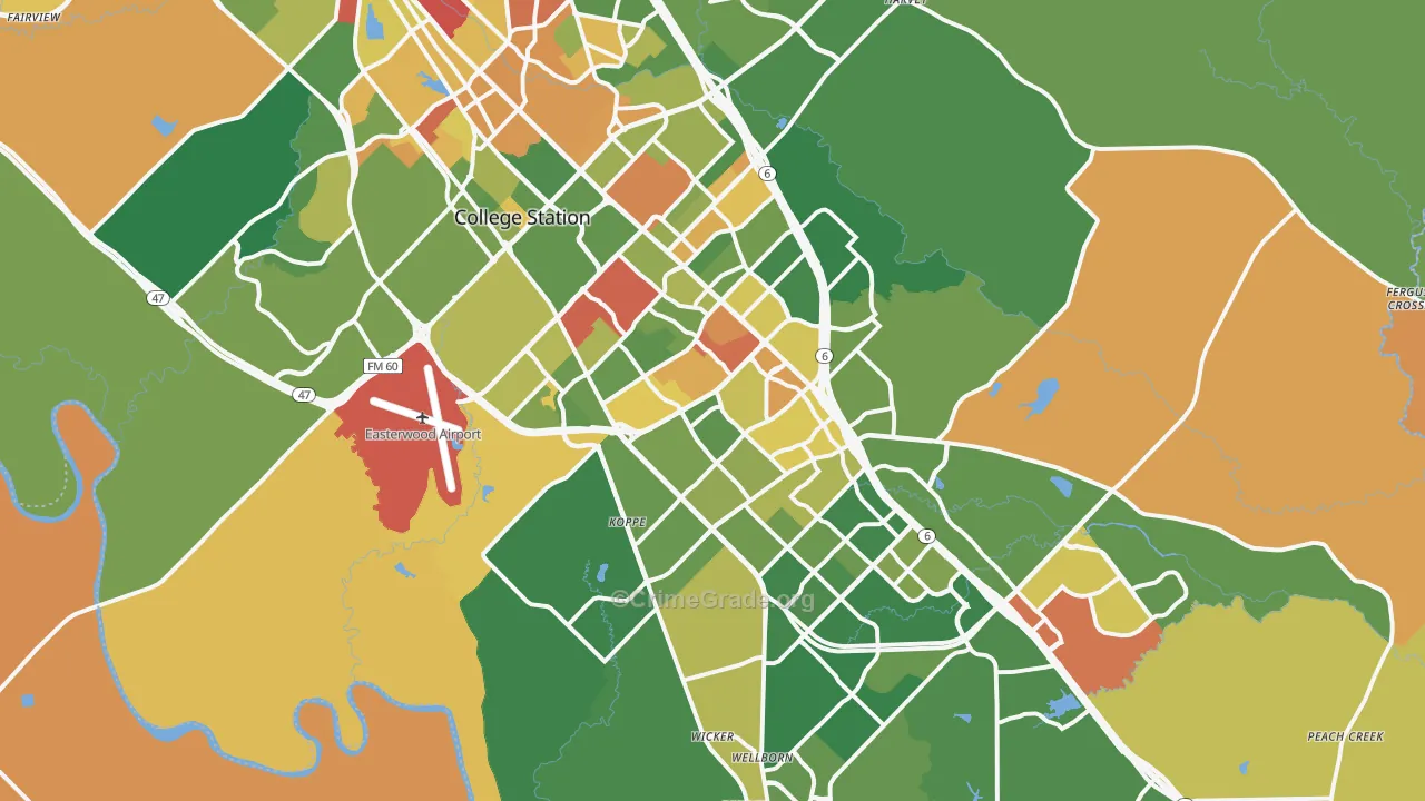 College Station, TX Map of Arson Rates