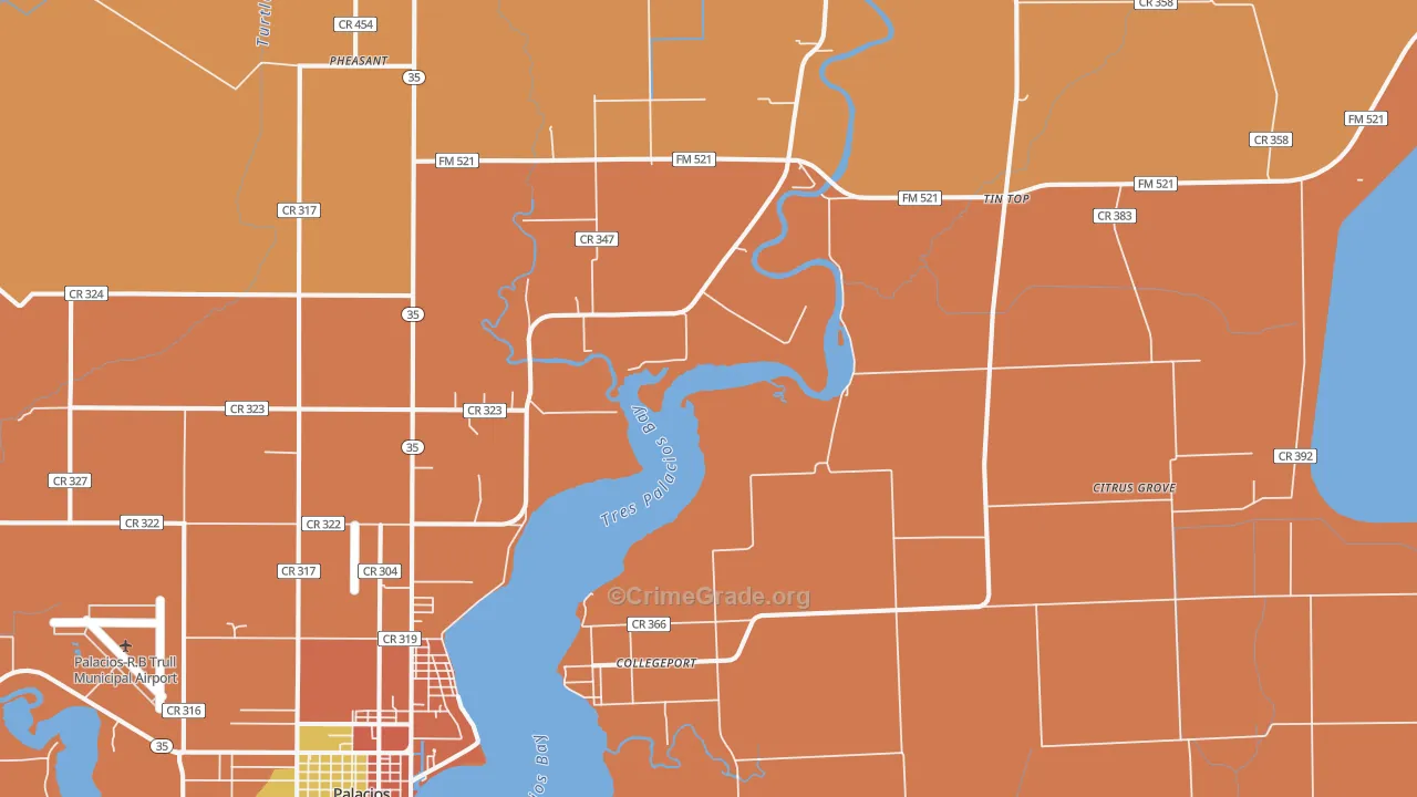 Collegeport, TX Map of Arson Rates