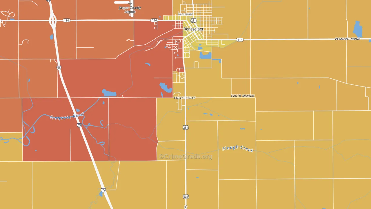 Collegeville, IN Map of Arson Rates